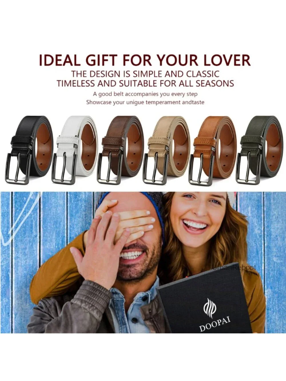 Men's Genuine Cowhide Leather Dress Belt 1 3/8